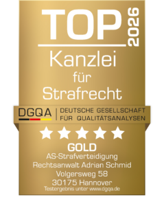 TOP Kanzlei für Strafrecht 2026, Auszeichnung in Gold der Deutschen Gesellschaft für Qualitätsanalysen (DGQA)